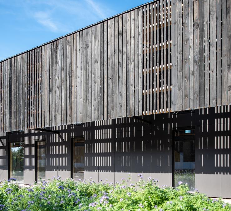 Timber cladding office building European barnwood with black finish