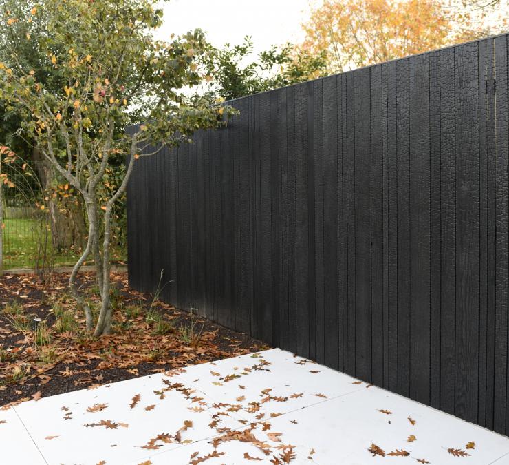 Wooden fence Charred thermo ash Drongen