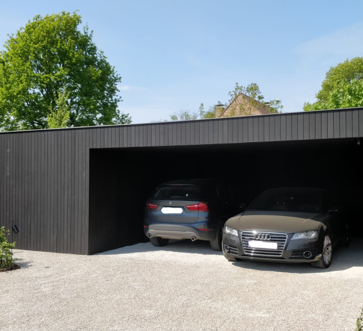 Modern carport with black finish