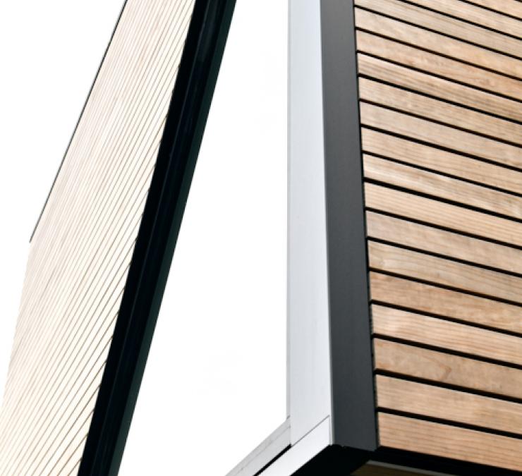 Timber cladding in thermal pine profile Open line