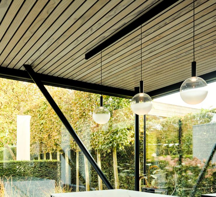 Wood ceiling in thermo pine Open line QC Wood ceiling in thermo pine Open line QC