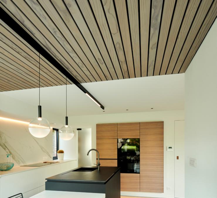 Wood ceiling in thermo pine Open line QC