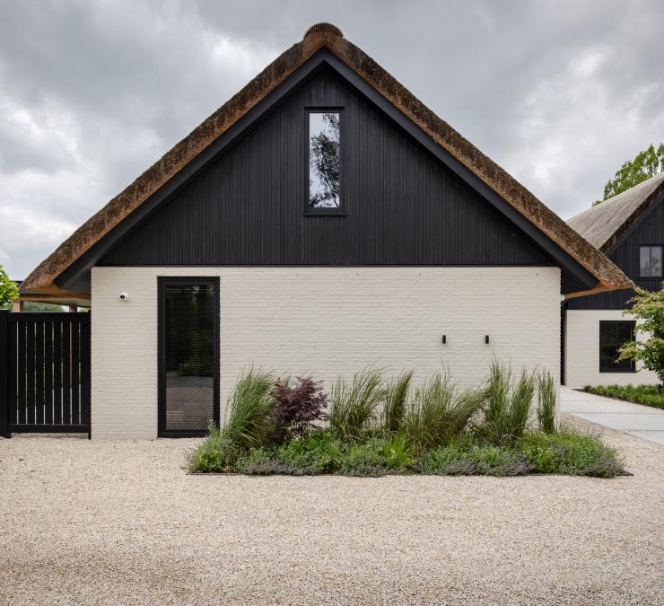 Black wood gable on a renovated house